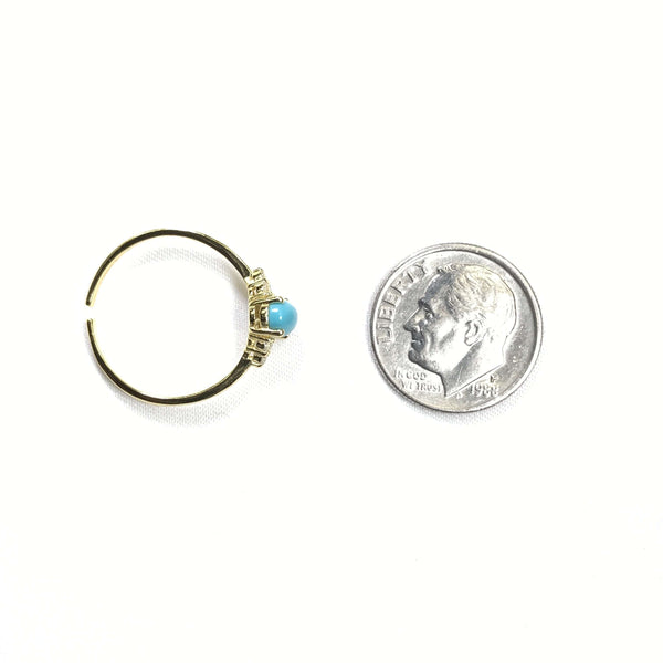 Adjustable Ring with Turquoise Center Stone With CZ Stones Itsallagift