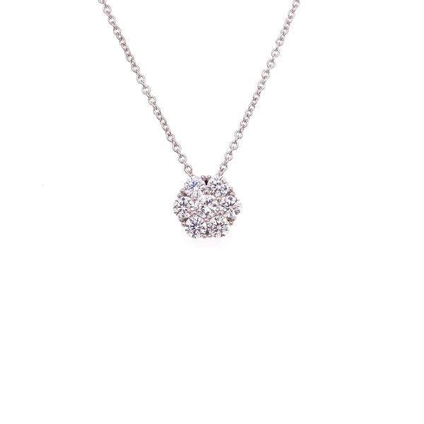 Cluster Flower Necklace With White CZ Stones Silver Itsallagift