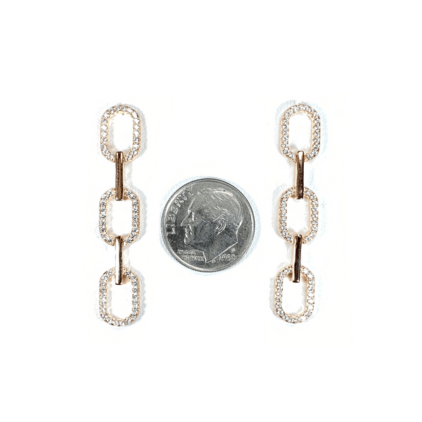 Link Styled Earrings With Pave' Accent Itsallagift