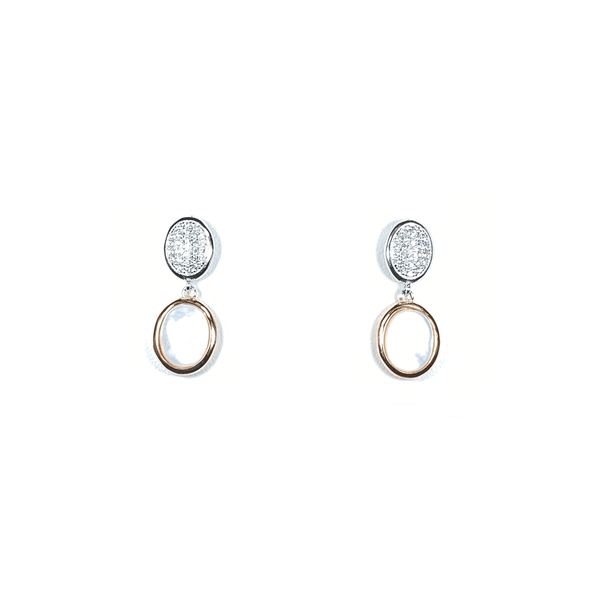 Oval Earrings With Micro Pave' And Mother Of Pearl Rose Gold Itsallagift