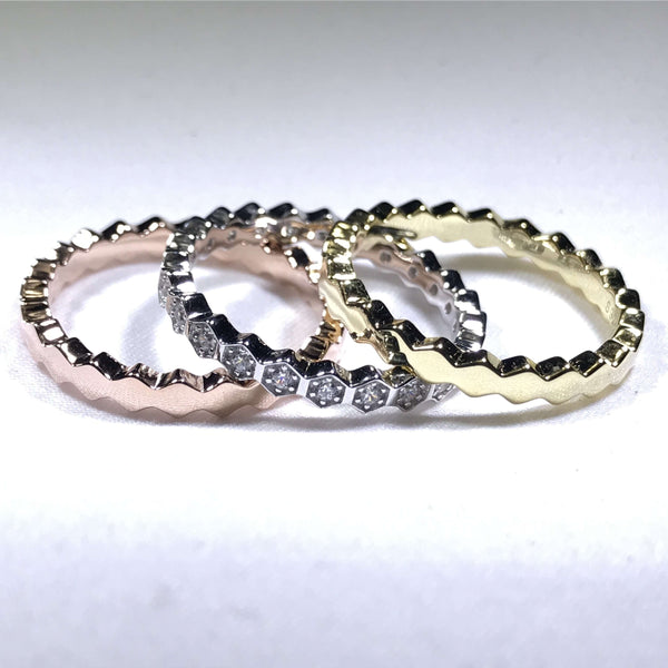 Set Of Tricolor Rings With Hexagon Shape Itsallagift