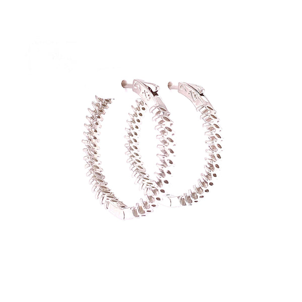 Large Hoop Earrings With Marquise Stone Design Itsallagift