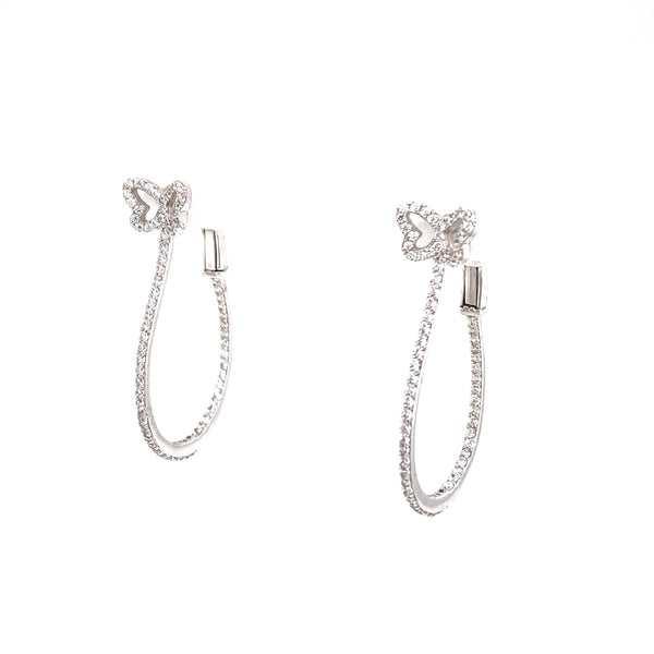 Large Oval Hoop Styled Earrings With Butterfly Accent Itsallagift