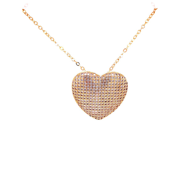 Large Pave Heart Necklace Gold Itsallagift