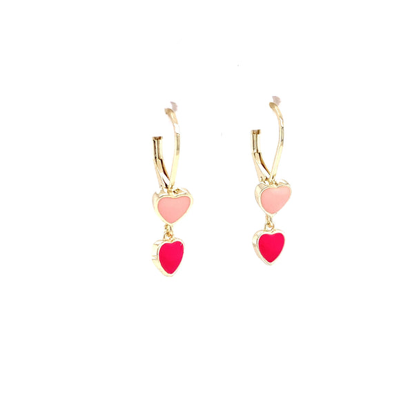 Light Pink and Hot Pink Enamel Heart Earrings Itsallagift