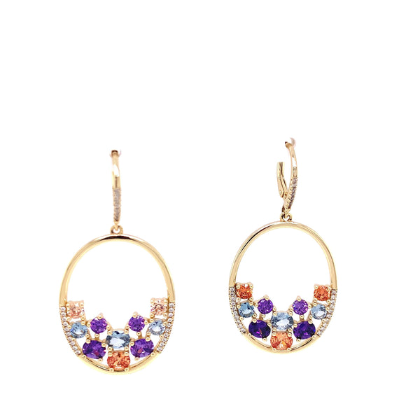 Multicolored Stone Open Oval Post Earrings Itsallagift