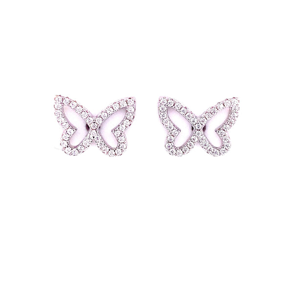 Open Pave Butterfly Earrings Silver Itsallagift