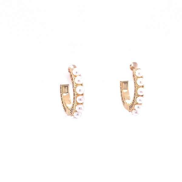 Pearl Hoop Earrings with Pave CZ Siding Itsallagift