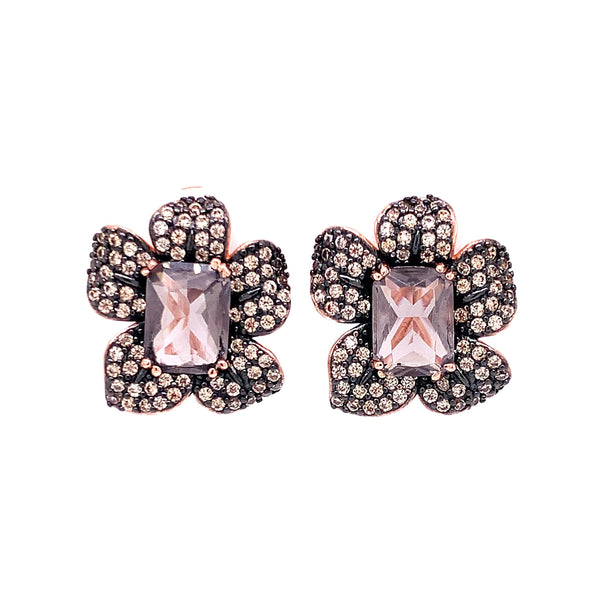 Pink Stone Flower Earrings Itsallagift