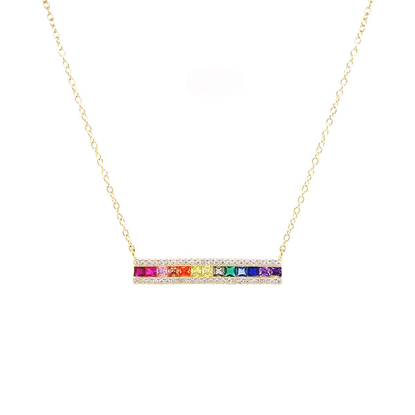 Rainbow Stone Bar Necklace Itsallagift