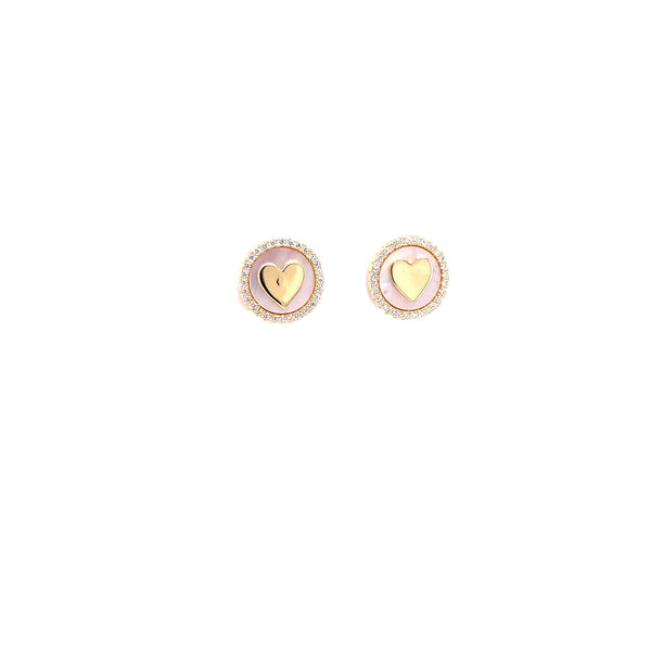 Round Mother of Pearl and Heart Tablet Shape Earring Itsallagift
