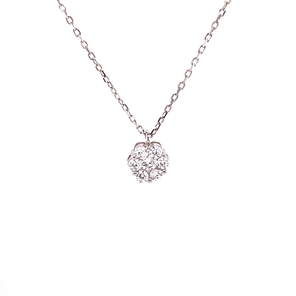 Small Cluster Flower Necklace With White CZ Stones Itsallagift