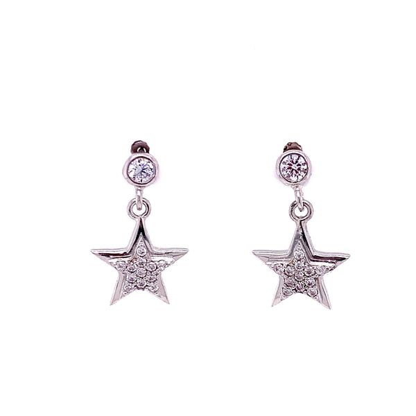 Small Hanging Pave Star Earrings Itsallagift