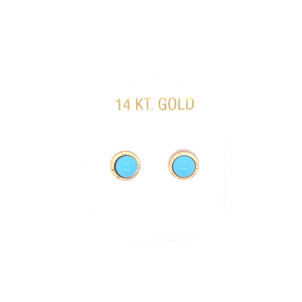 Small Turquoise Stone with Gold Halo Earring Itsallagift