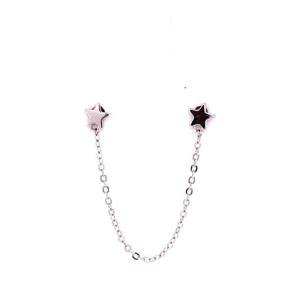 Star and Chain Half Earring - For Double Piercing Silver Itsallagift