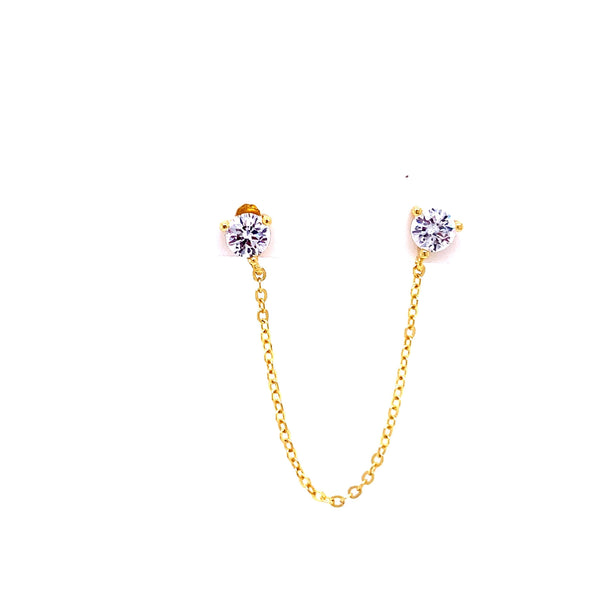 Stud and Chain Half Earring - For Double Piercing Gold Itsallagift