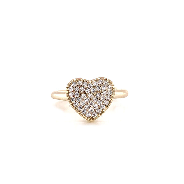 White Pave CZ Stone Heart Ring Itsallagift