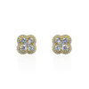 Gold Plated Earrings With CZ Clover with Halo