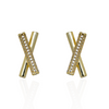 X Earrings with Half Pave CZ Stones