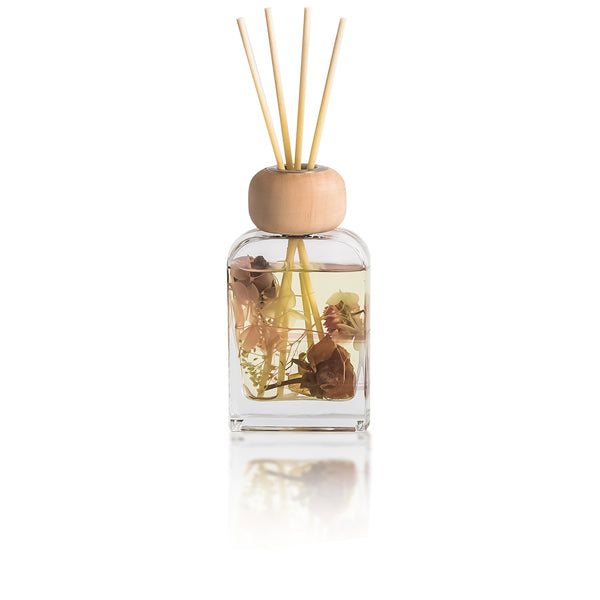 Botanical Flower Reed Diffuser with Wooden Top - Peony & Roses