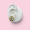 Gold Plated Sunflower Earring with Turquoise Center with CZ Halo