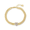 Gold Plated Cuban Link Bracelet with Baguette CZ Heart