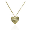 Gold Plated Ridged Large Diamond-Cut Heart Necklace With Paperclip Chain