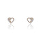 14k Gold Open Heart Earrings With CZ Border & Inner Partial CZ Accent