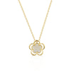 Gold Plated Pave Flower Necklace with Open Rim