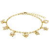 Gold Plated Paperclip Bracelet with many Hanging Charms