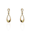 Gold Plated Double Open Teardrop Hanging Earring with Pave CZ Border