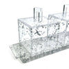 Lucite 3 Sectional Jars With Tray - Silver Flakes