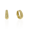 Gold Plated Scallop Wide Hoop Earring With One Bezel CZ Stone Accent