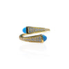 Gold Plated Open Ring with Turquoise Tips and CZ Detail