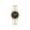 Faceted Crystal Bezel Watch - Black / Gold-tone