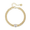 Gold Plated Cuban Link Bracelet with Center Pave Oval