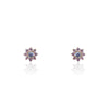 14K Yellow Gold Pink CZ Stone Flower Cluster Screwback Earring with White CZ Center