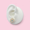 Gold Plated Round Earrings with Pearls & CZ Stones & Turquoise Stones