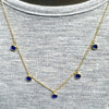 Gold Plated Square Bezel Blue CZ Drops Choker Necklace