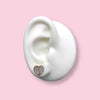Gold Plated Heart Earring with Half Mother of Pearl & Half Pave CZ Stones
