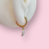 Gold Plated Shiny Huggie Earrings with Pave 2 Tone Dangle Heart