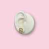 Gold Plated Diamond Cut Rectangle Earring with Clear CZ Rectangular Center Stone & CZ Halo