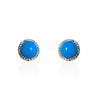 Gold Plated round Turquoise Stud Earring with CZ Halo