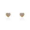 14k Small Pave CZ Heart Earrings With Ridged Border