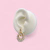 Gold Plated Dressy Open Oval Earrings with Marquis shaped CZs