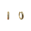 14K Yellow Gold Pave Row Huggie Earrings with a Twist