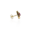 Gold Plated Diamond Cut Rectangle Earring with Ruby Rectangular CZ Center Stone & CZ Halo