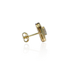 Gold Plated Diamond Cut Rectangle Earring with Clear CZ Rectangular Center Stone & CZ Halo