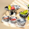 Lucente Black & White Resin Serving Tray & 3 Appetizer Bowls