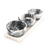 Lucente Black & White Resin Serving Tray & 3 Appetizer Bowls